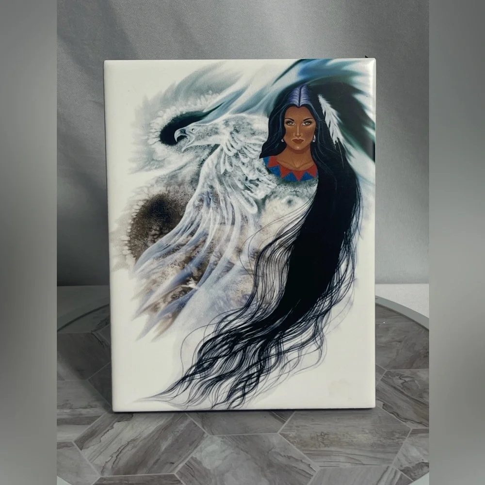 Eagles Flight Native American Woman Eagle Art Plaque Signed Cherokee Artist